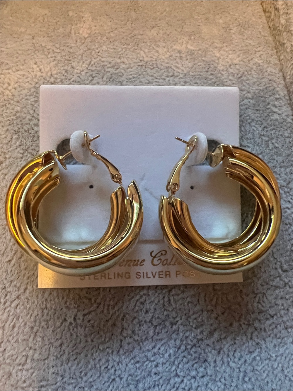 Gold-Tone Triple Hoop Clipback Earrings